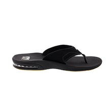 Load image into Gallery viewer, Reef Men's Fanning Flip Flop, BLACK/SILVER, 11 Medium
