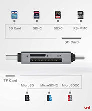 Load image into Gallery viewer, SD Card Reader, uni USB C Memory Card Reader Adapter USB 3.0, Supports SD/Micro SD/SDHC/SDXC/MMC, Compatible for MacBook Pro, MacBook Air, iPad Pro 2018, Galaxy S20, Huawei Mate 30, and More
