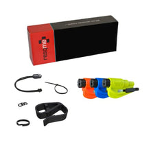 Load image into Gallery viewer, Resqme Family Pack of 3 with accessories, The Original Emergency Keychain Car Escape Tool, 2-in-1 Seatbelt Cutter and Window Breaker, Made in USA, Blue, Orange, Yellow
