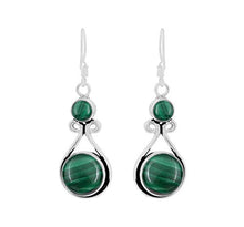 Load image into Gallery viewer, Natural Malachite Earrings 925 Silver Overlay handmade Dangle Earrings
