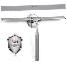 Load image into Gallery viewer, Squeegee for Shower Glass Door, 12-Inch All-Purpose Shower Squeegee for Bathroom, Car Window and Tiles with Adhesive Holder &amp; 1 Replacement Squeegee Blade, Stainless Steel
