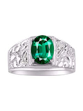 Load image into Gallery viewer, RYLOS Nugget Green Emerald &amp; Diamond Ring - May Birthstone
