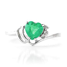 Load image into Gallery viewer, Galaxy Gold GG 14k Solid White Gold Ring with 1.02 Carat Natural Emerald &amp; Natural Diamonds - Size 8.0
