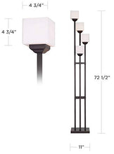 Load image into Gallery viewer, Light Tree Mission Torchiere Floor Lamp 4-Light Bronze Iron Square-Sided White Glass Shades for Living Room Bedroom - Franklin Iron Works
