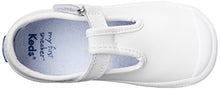Load image into Gallery viewer, Keds baby-girls Champion Toe Cap T-Strap Sneaker , White Leather, 3 M US Infant
