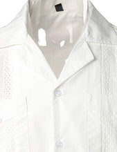 Load image into Gallery viewer, VATPAVE Mens Short Sleeve Button Down Cuban Guayabera Shirts Medium White
