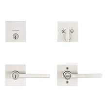 Load image into Gallery viewer, Kwikset 991 Halifax Keyed Entry Lever and Single Cylinder Deadbolt Combo Pack featuring SmartKey Security in Satin Nickel
