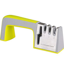 Load image into Gallery viewer, Knife Sharpener Kitchen Professional 4 In 1 Scissor Knife Sharpening Tool Chef's Best Choice Diamond, Tungsten Steel, Ceramic Stone, Non-Slip Base Professional Blades Sharpening Tools (yellow&amp;gray)
