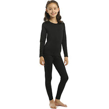 Load image into Gallery viewer, ViCherub Girl’s Thermal Underwear Set Kids Long Johns Fleece Lined Base Layer Top &amp; Bottom Thermals for Girl Black Large
