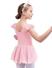 Load image into Gallery viewer, Boyoo Girls Ruffle Sleeve Ballet Leotard with Tutu Skirt Sparkle Ballet Dance Dress for 3-11 Years (Starry Sky Purple, 10-11 Years)
