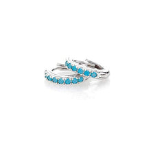 Load image into Gallery viewer, Natural Turquoise Earrings, Huggie Earrings, 14k Solid Gold 10MM Turquoise Huggie Hoop Earrings Micro Pave, December Birthstone, Evil Eye Stone, Protection Stone, Perfect For Everyday Use Gift For Her
