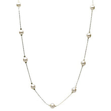 Load image into Gallery viewer, Sterling Silver Chain Station Illusion Necklace Made with Swarovski Crystal Simulated Pearls, 20"
