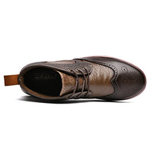 Load image into Gallery viewer, Casual Wingtip Oxford Leather Sneaker Boots for Men Arkbird Men's Fashion Mid-Top Walking Shoes Lightweight Khaki Size 10
