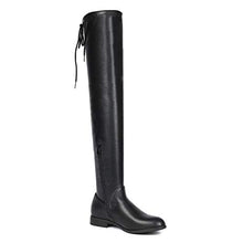 Load image into Gallery viewer, DREAM PAIRS Women's Overide Black Pu Low Heel Thigh High Over The Knee Flat Boots Size 9.5 B(M) US
