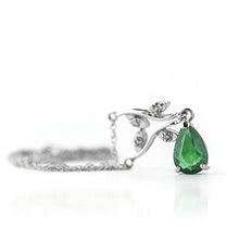 Load image into Gallery viewer, Galaxy Gold 1.02 ct 14k White Gold Drop Necklace with Genuine Diamonds &amp; Pear-Shaped Natural Emerald 4273W (24)
