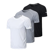 Load image into Gallery viewer, frueo Men’s 3 Pack Traning T-Shirt Dry Fit Workout Athletic Tee,520,Black Gray White,XL
