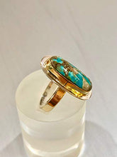Load image into Gallery viewer, Bisbee Turquoise Ring Solid 18k 14k Gold Sterling Silver
