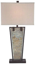 Load image into Gallery viewer, Zion Modern Table Lamp Tapered Natural Slate Bronze Metal Rectangular Shade for Living Room Family Bedroom Bedside - Franklin Iron Works
