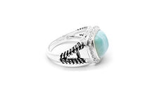 Load image into Gallery viewer, AZIEL Natural Larimar 925 Sterling Silver Larimar Ring Size 7 Antique Style
