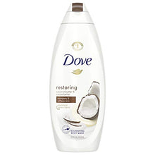 Load image into Gallery viewer, Dove Restoring Body Wash for Dry Skin Coconut Butter and Cocoa Butter Effectively Washes Away Bacteria While Nourishing Your Skin 22 oz
