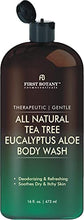 Load image into Gallery viewer, ALL Natural Tea Tree Body Wash - Fights Body Odor, Athlete’s Foot, Jock Itch, Nail Issues, Dandruff, Acne, Eczema, Shower Gel for Women &amp; Men, Eucalyptus Aloe Skin Cleanser/body soap-16 fl oz
