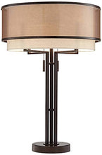 Load image into Gallery viewer, Andes Modern Table Lamp Industrial Dark Oil Rubbed Bronze Metal Double Shade for Living Room Family Bedroom Bedside - Franklin Iron Works
