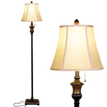 Load image into Gallery viewer, Brightech Sophia LED Floor Lamp - Free Standing Elegant Style - Tall Pole Light for Living Room, Office Or Bedroom- Rustic Upright Light with Bell Fabric Shade - LED Bulb Included - Bronze
