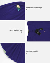 Load image into Gallery viewer, OUGES Women's Long Sleeve V Neck Button Down Midi Skater Dress with Pockets(Blue,M)
