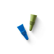 Load image into Gallery viewer, Rabbit Rabbit Wine and Beverage Bottle Stoppers with Grip Top (Blue, Set of 2)

