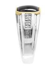 Load image into Gallery viewer, Effy 925 Sterling Silver &amp; 18K Yellow Gold Onyx &amp; Diamond Ring, 2.39 TCW HRM0L149DX
