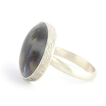 Load image into Gallery viewer, Indonesian Moss Agate and solid Sterling Silver Ring oval shape and green color size 7.5
