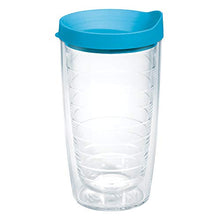 Load image into Gallery viewer, Tervis Clear &amp; Colorful 16oz Made in USA Double Walled Insulated Tumbler, 16 oz, Turquoise Lid
