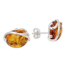 Load image into Gallery viewer, Sterling Silver and Baltic Honey Amber Stud Earrings"Monique"
