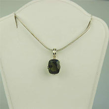 Load image into Gallery viewer, Moldavite Faceted 10x8mm Cushion Cut Necklace Pendant Sterling Silver
