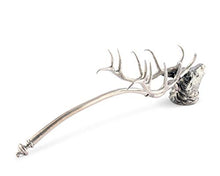 Load image into Gallery viewer, Vagabond House Pewter Elk Candle Snuffer Extinguisher Artisan Designed Handcrafted for Refined Cabin Lodge Mountain Decor Heirloom Quality 10 inch Long
