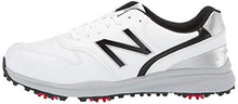 Load image into Gallery viewer, New Balance Men's Sweeper Waterproof Spiked Comfort Golf Shoe, White/Black, 13 4E 4E US
