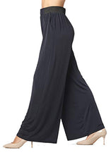 Load image into Gallery viewer, Palazzo Pants with Pockets for Women - Many Colors and Prints - High Waisted Wide Legged - Solid Navy - One Size - 715854664505

