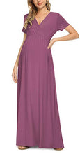 Load image into Gallery viewer, Xpenyo Women's Maternity Dresses Summer Casual Short Sleeve V Neck Wrap Long Maxi Dress Pregnancy Clothes for Baby Shower, Photoshoot, Party, Daily, Nursing, Mauve 2XL
