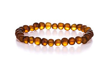 Load image into Gallery viewer, AMBERAGE Natural Baltic Amber Bracelet for Adults (Women/Men) - Hand Made from Raw-Unpolished/Certified Baltic Amber Beads(6 Colors) (8, Raw-Unpolished Cognac)

