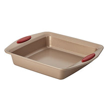 Load image into Gallery viewer, Rachael Ray 52410 Cucina Nonstick Bakeware Set with Baking Pans, Baking Sheets, Cookie Sheets, Cake Pan, Muffin Pan and Bread Pan - 10 Piece, Latte Brown with Cranberry Red Grip
