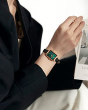 Load image into Gallery viewer, Lola Rose Women's Malachite Textured Watch with Black Leather Strap
