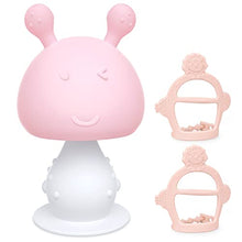 Load image into Gallery viewer, TitaCare Silicone Infant Rattling Mushroom Baby Teether Toys and 2Pcs Prevent Finger Chewing Baby Teething Toys Set, BPA Free Molar Tool (pink2)
