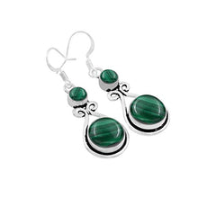 Load image into Gallery viewer, Natural Malachite Earrings 925 Silver Overlay handmade Dangle Earrings
