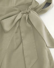 Load image into Gallery viewer, MIROL Women's Sleeveless Silk Mini Dress Tie Waist Casual V Neck Satin Beach Dress Solid Ruched Bodycon Tank Dress Khaki
