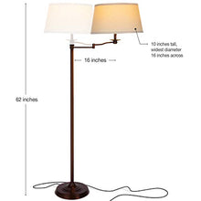 Load image into Gallery viewer, Brightech Caden Swing Arm LED Floor Lamp- Classic Lamp with Extending Arm - Diffusing Lamp Shade - Tall Industrial Uplight for Living Room, Family Room, Office or Bedroom - Bronze
