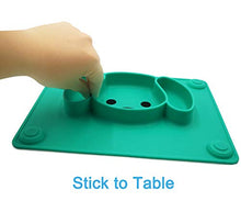 Load image into Gallery viewer, LongDear Baby Silicone Suction Placemat + Plates - Food Feeding Divided Mat for Kids and Toddlers Fits Most Highchair Trays - Easily Wipe Clean - Dishwasher and Microwave Safe (Blue &amp; Green)
