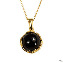 Load image into Gallery viewer, 14K Gold Plated over 925 Sterling Silver 12mm Onyx - Natural Black Gemstone Necklace Pendant, Leo Birthday December Birthstone Present - Handmade Jewelry Vintage Style Necklace, Gift for Women
