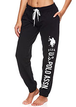 Load image into Gallery viewer, U.S. Polo Assn. Essentials Black Womens Sweatpants with Pockets - French Terry Jogger Sweats (Black, Medium)
