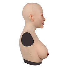 Load image into Gallery viewer, Christine Cosplay Realistic Female Head Mask Artificial Silicone Breast for Crossdresser Transgender Halloween 3G Ivory White
