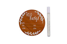 Load image into Gallery viewer, Nana's Little Angels Birth Announcement Sign 5 inch Cherry “Hello Baby” Newborn Baby Announcement Wooden Sign with White Paint Marker Wooden Disc Announcements for Hospital Pictures &amp; Photo Prop…
